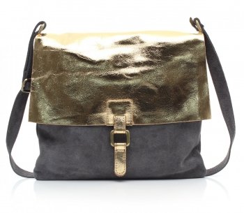Kožené kabelka listonoška Genuine Leather tmavo modrá 50723