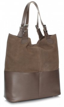 Kožené kabelka shopper bag Genuine Leather zemitá 605