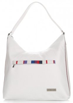 Kožené kabelka shopper bag Vittoria Gotti biela V75