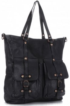 Kožené kabelka shopper bag Vittoria Gotti V3650 čierna