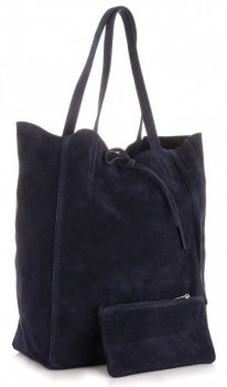 Kožené kabelka shopper bag Vera Pelle tmavo modrá 601