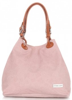 Kožené kabelka shopper bag Vittoria Gotti púdrová ružová V2050