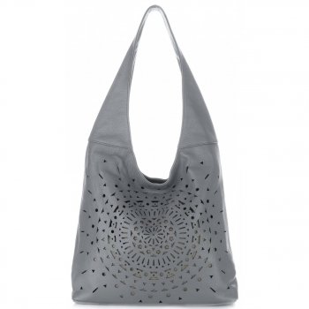 Kožené kabelka shopper bag Vittoria Gotti svetlo šedá V31