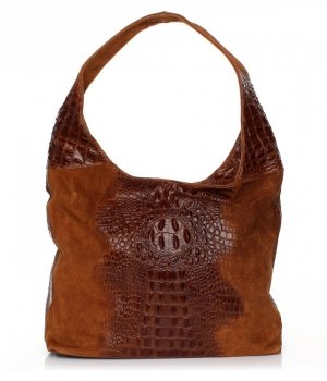 Kožené kabelka shopper bag Vera Pelle hnedá A1