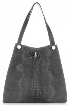 Kožené kabelka shopper bag Vera Pelle šedá 10477