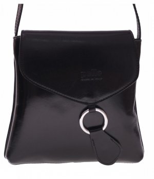 Kožené kabelka listonoška Genuine Leather čierna 6021