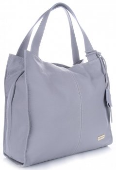 Kožené kabelka shopper bag Vittoria Gotti svetlo šedá V2
