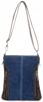 Kožené kabelka listonoška Genuine Leather modrá 444