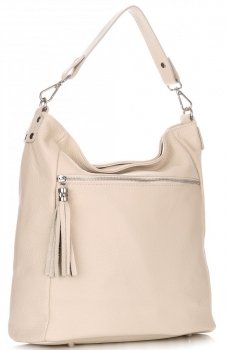 Kožené kabelka shopper bag Genuine Leather béžová 1326