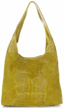 Kožené kabelka shopper bag Vera Pelle žltá A1