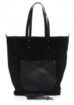 Kožené kabelka univerzálna Genuine Leather čierna 808036