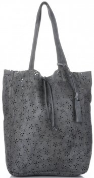 Kožené kabelka shopper bag Vittoria Gotti šedá VL299