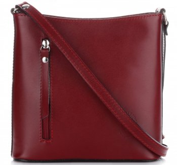 Kožené kabelka listonoška Genuine Leather bordová 6002