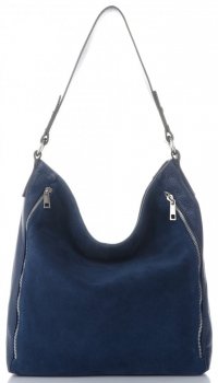 Kožené kabelka shopper bag Vittoria Gotti tmavo modrá V3368