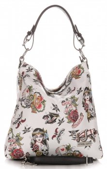 Kožené kabelka shopper bag Vittoria Gotti biela V45