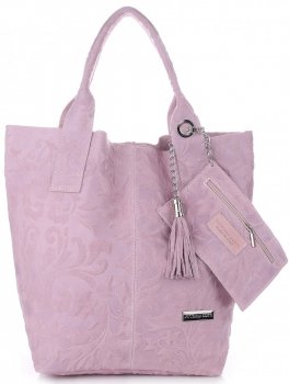 Kožené kabelka shopper bag Vittoria Gotti púdrová ružová V10