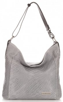 Kožené kabelka shopper bag Vittoria Gotti svetlo šedá V2054