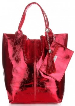 Kožené kabelka shopper bag Genuine Leather jeans 555