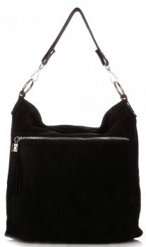 Kožené kabelka shopper bag Genuine Leather čierna 1330