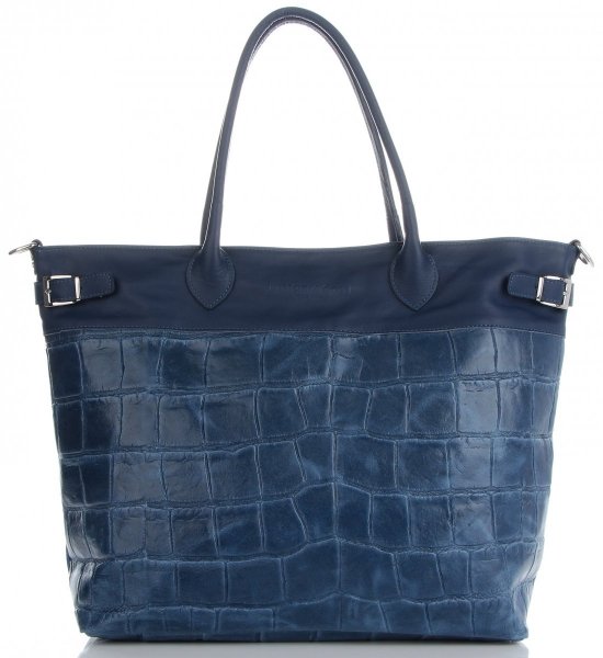 Kožené kabelka shopper bag Vittoria Gotti tmavě modrá V691622