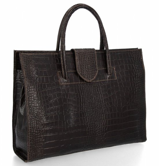Kožená taška aktovka s aligátorovým vzorem 816 čokoládová
