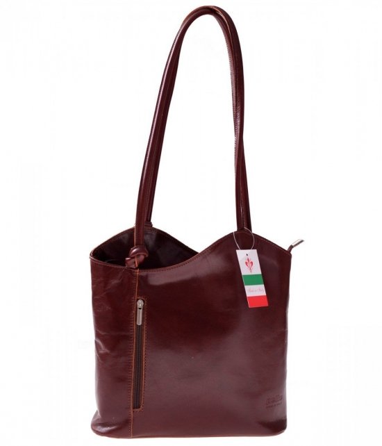 Kožená kabelka batůžek Made in Italy hnědá