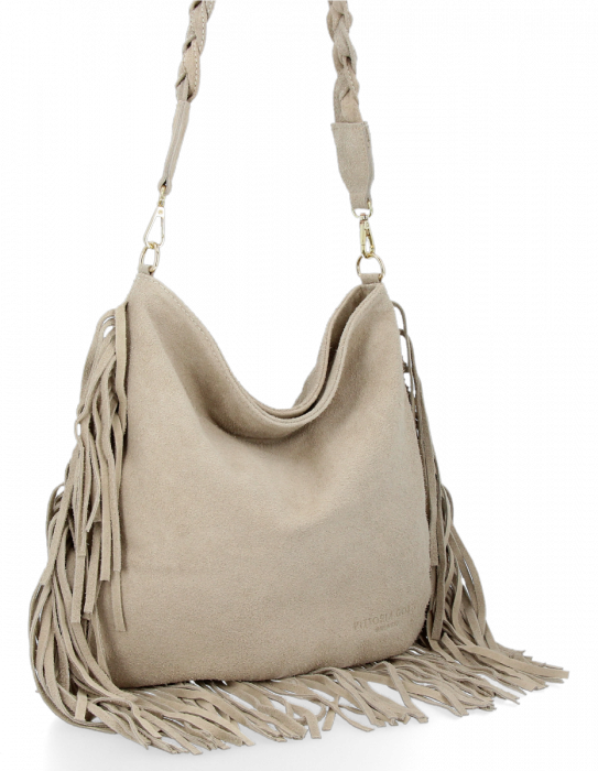 Kožené kabelka univerzální Vittoria Gotti béžová B60