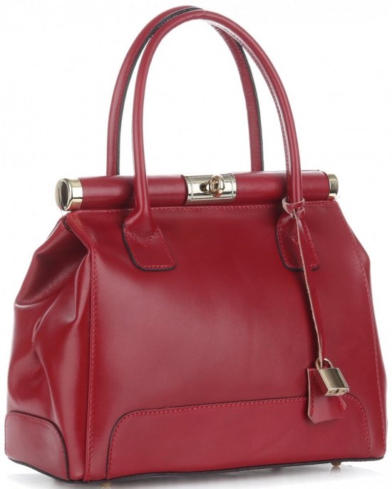 Kožené kabelka kufřík Genuine Leather červená 816(1