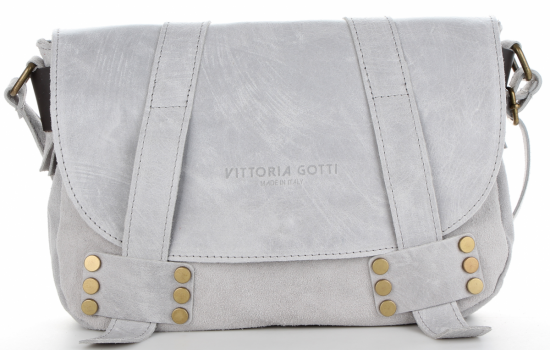 Kožené kabelka listonoška Vittoria Gotti světle šedá V688636