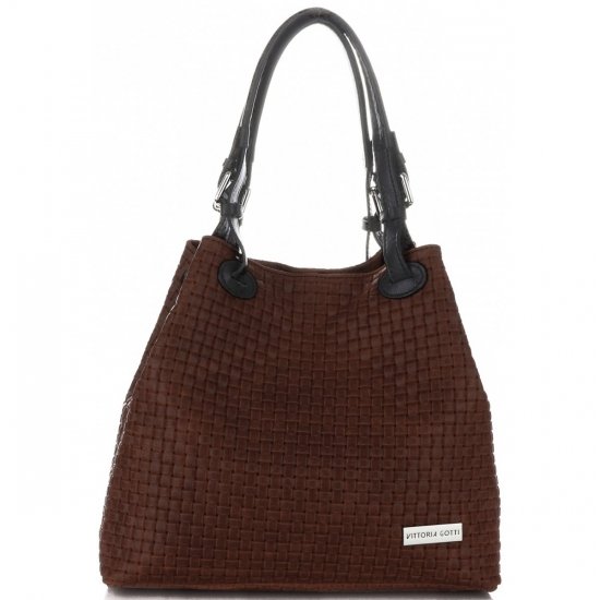 Kožené kabelka shopper bag Vittoria Gotti hnědá V80047