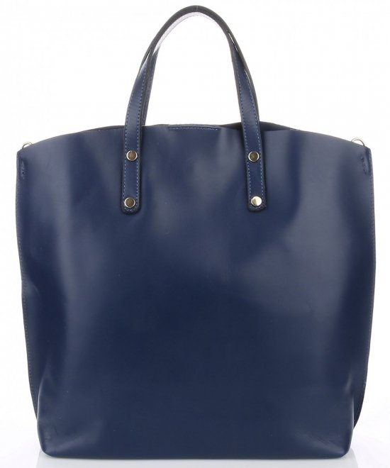 Kožené kabelka shopper bag Genuine Leather tmavě modrá 6047