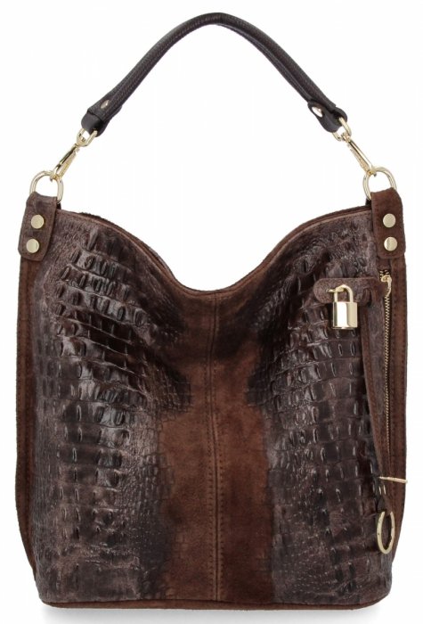 Italská kožená taška se zvířecím motivem 884 čokoládová