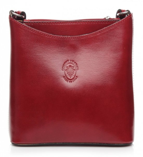 Kožená kabelka listonoška Genuine Leather červená