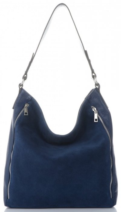 Kožené kabelka shopper bag Vittoria Gotti tmavě modrá V3368