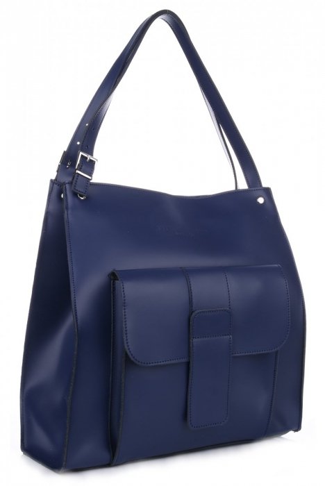 Kožené kabelka shopper bag Vittoria Gotti tmavě modrá 8286