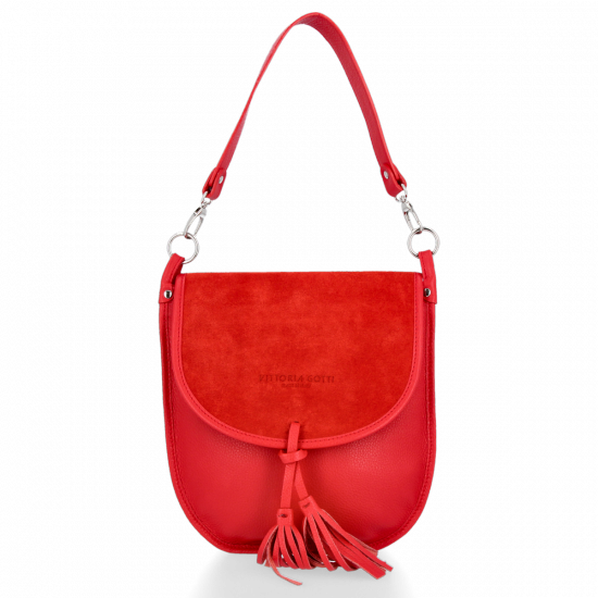 Kožené kabelka listonoška Vittoria Gotti červená V556134