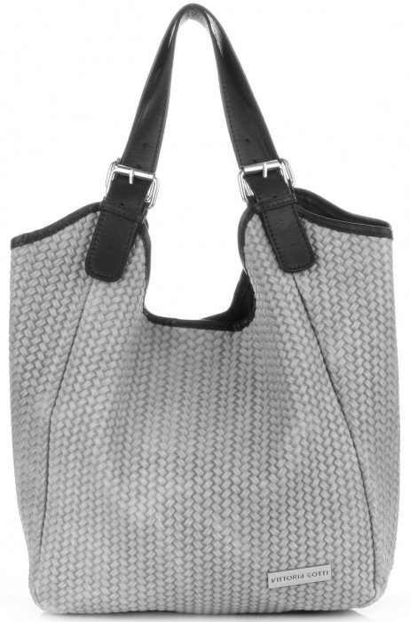 Kožené kabelka shopper bag Vittoria Gotti světle šedá V80050