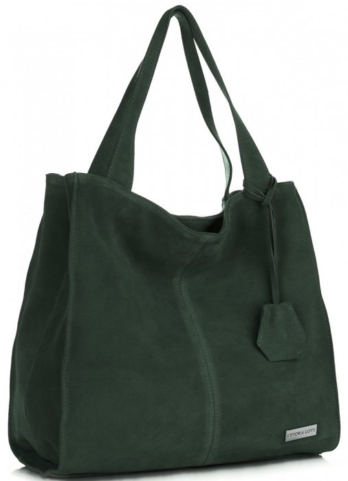 Kožené kabelka shopper bag Vittoria Gotti lahvově zelená V501