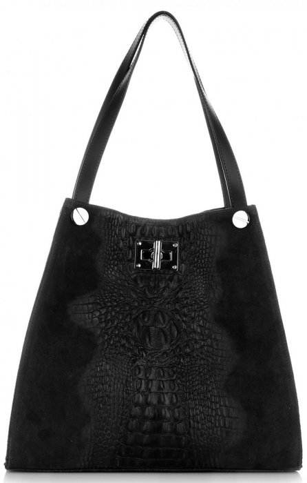 Bőr táska shopper bag Vera Pelle fekete 10477