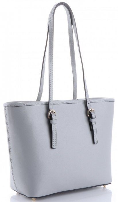 Bőr táska klasszikus Genuine Leather világosszürke 3303