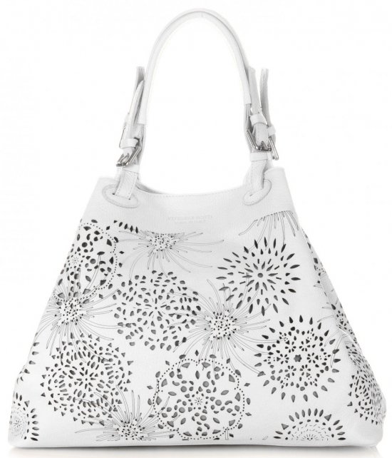 Bőr táska shopper bag Vittoria Gotti fehér V8913