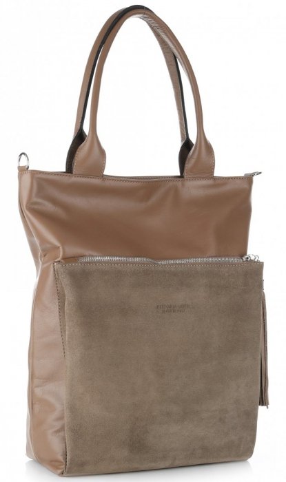 Bőr táska shopper bag Vittoria Gotti földszínű V270