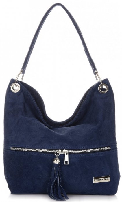 Bőr táska shopper bag Vittoria Gotti tengerkék V3821