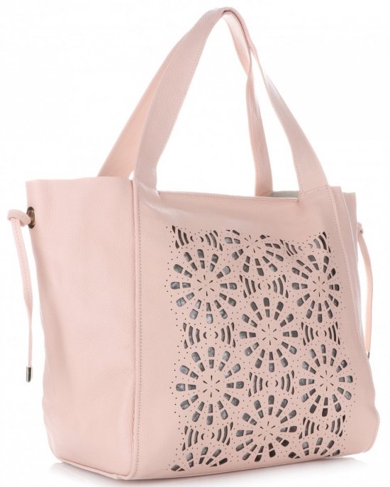Bőr táska shopper bag Genuine Leather púderrózsaszín 5157