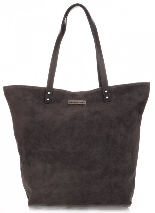 Bőr táska shopper bag Vittoria Gotti szürke V915