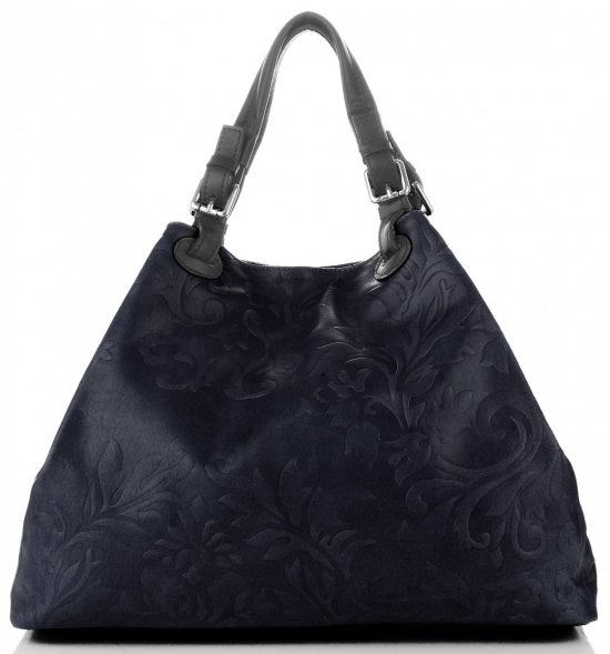 Bőr táska shopper bag Genuine Leather tengerkék 898G