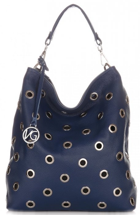 Bőr táska shopper bag Vittoria Gotti tengerkék V3077