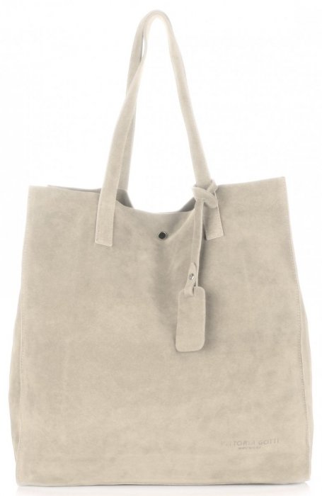 Bőr táska shopper bag Vittoria Gotti bézs V205454