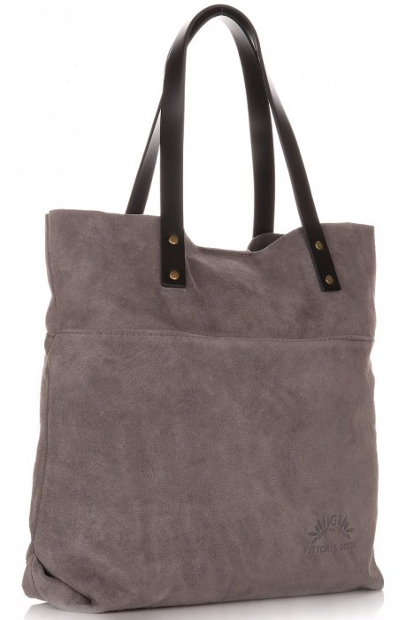 Bőr táska shopper bag Vittoria Gotti szürke V8267