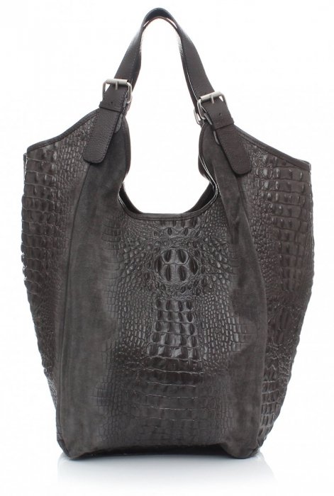 Bőr táska shopper bag Vera Pelle szürke 9551